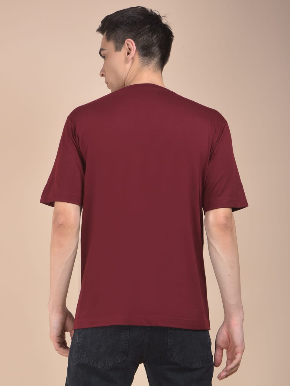 Men's Maroon Oversized Plain T-shirt