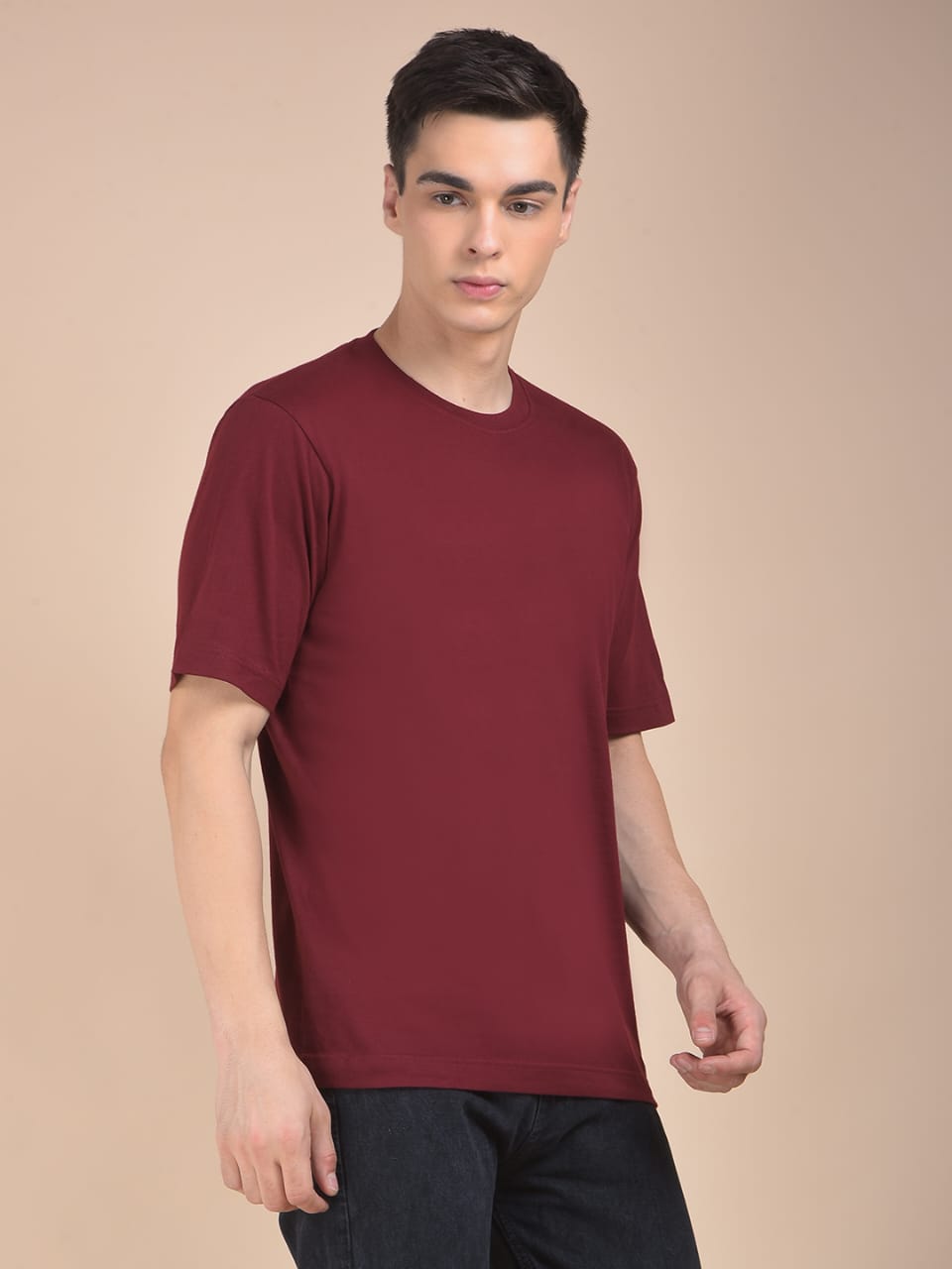 Men's Maroon Oversized Plain T-shirt