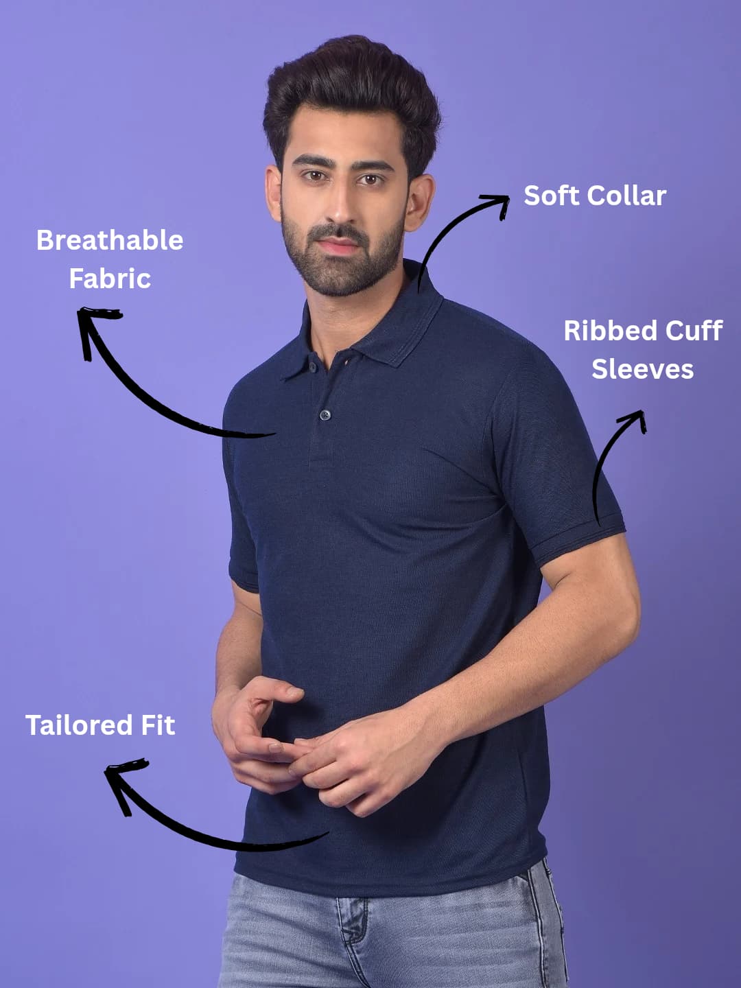 ROYAL BLACK+NEVY POLO COMBO