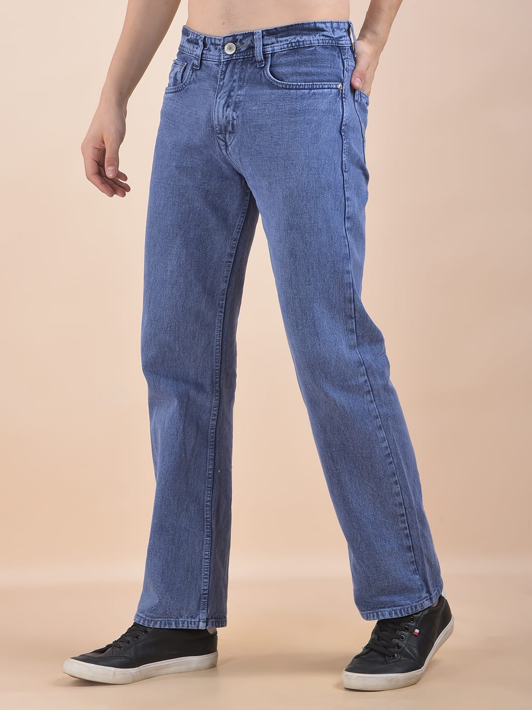 Blue Straight Fit Jeans for Men