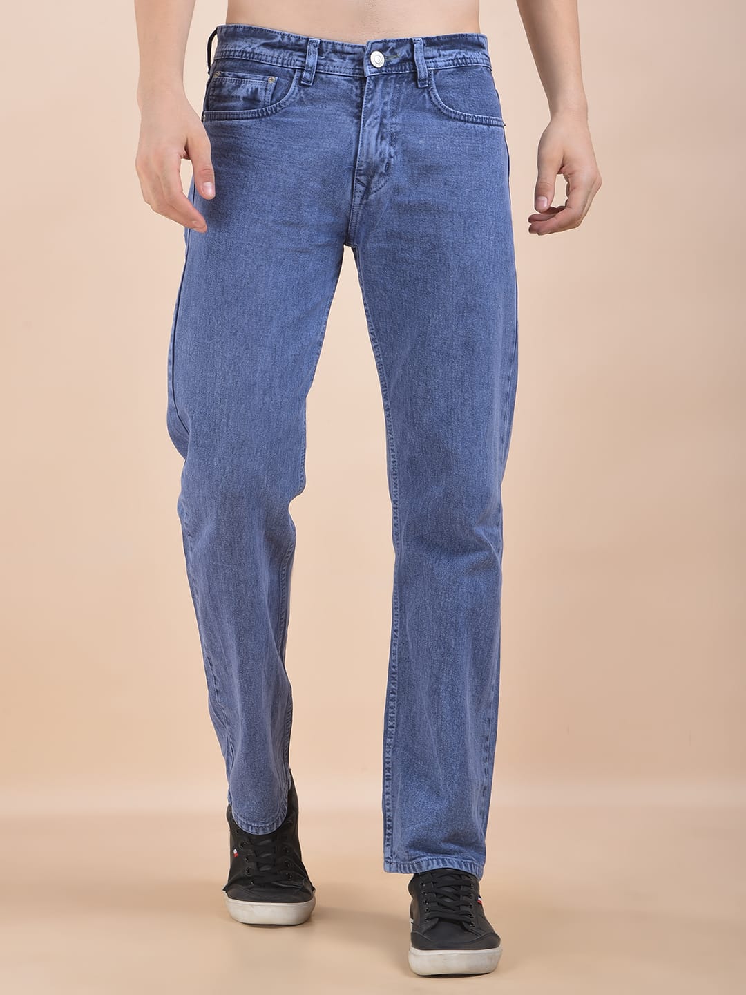 Blue Straight Fit Jeans for Men