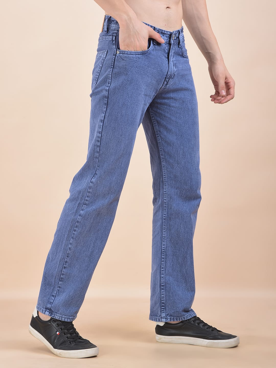 Blue Straight Fit Jeans for Men